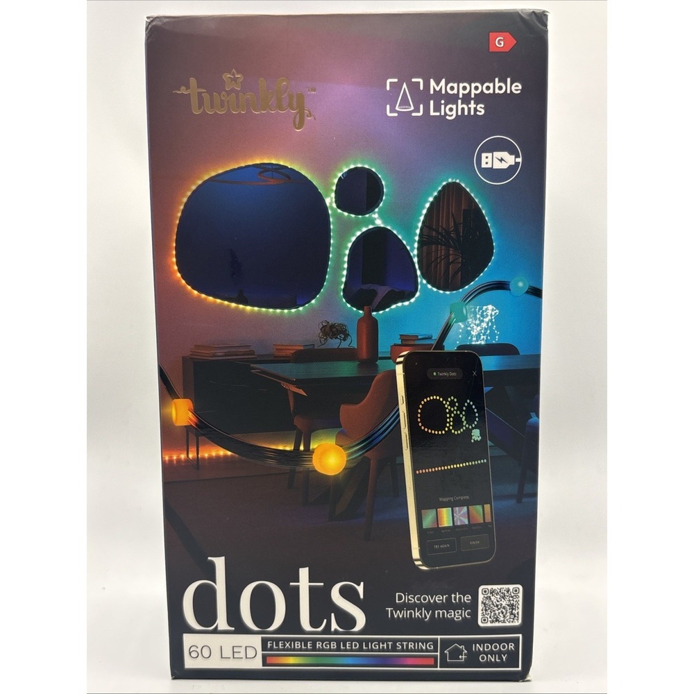 Twinkly Dots App-Controlled Flexible LED Lights 60 RGB Clear Wire USB-Power